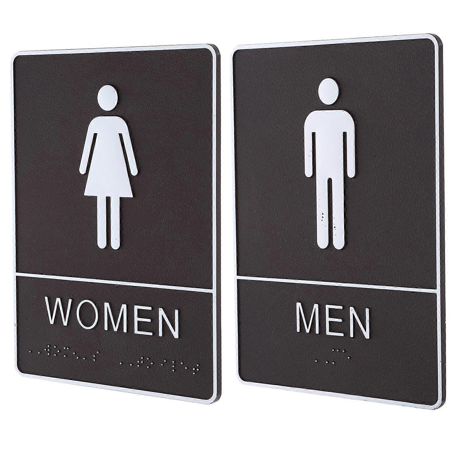 Unisex Restroom Sign Coffee Colored Rectangle Shape Modern Aesthetic Braille Assistance For Men And Women 1 Pair