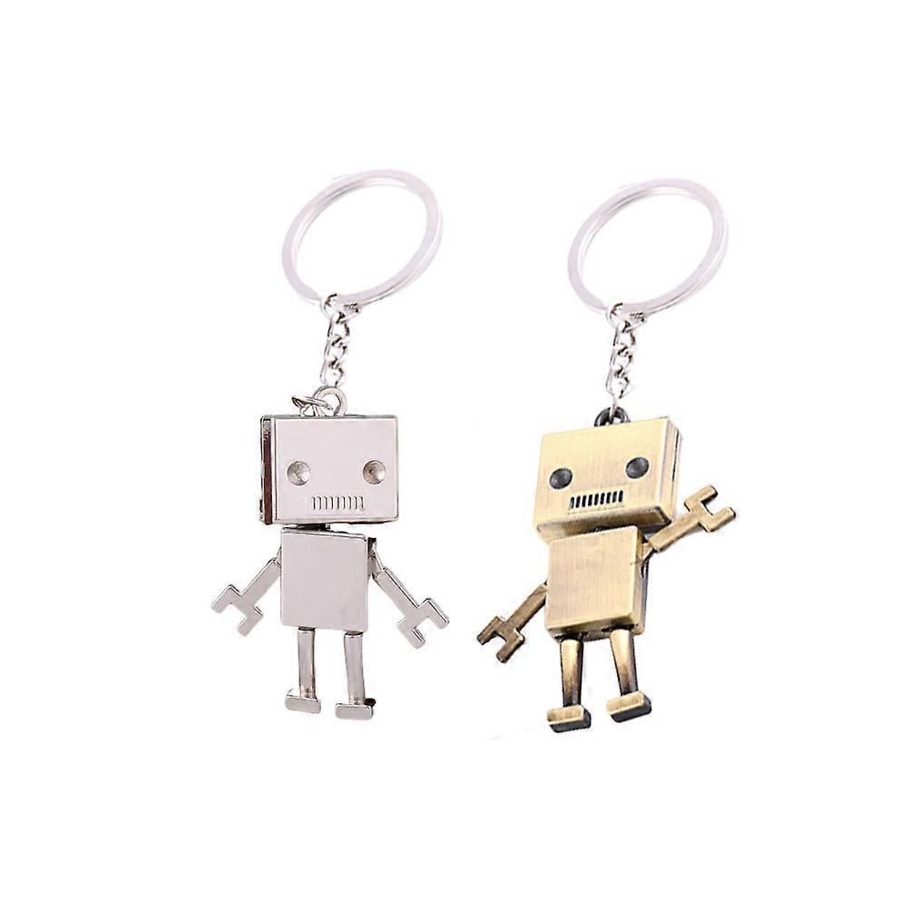 Charm Keychain Robotic Keychain Decorate Door Keys Creative Style Zinc Alloy Silver 2Pcs