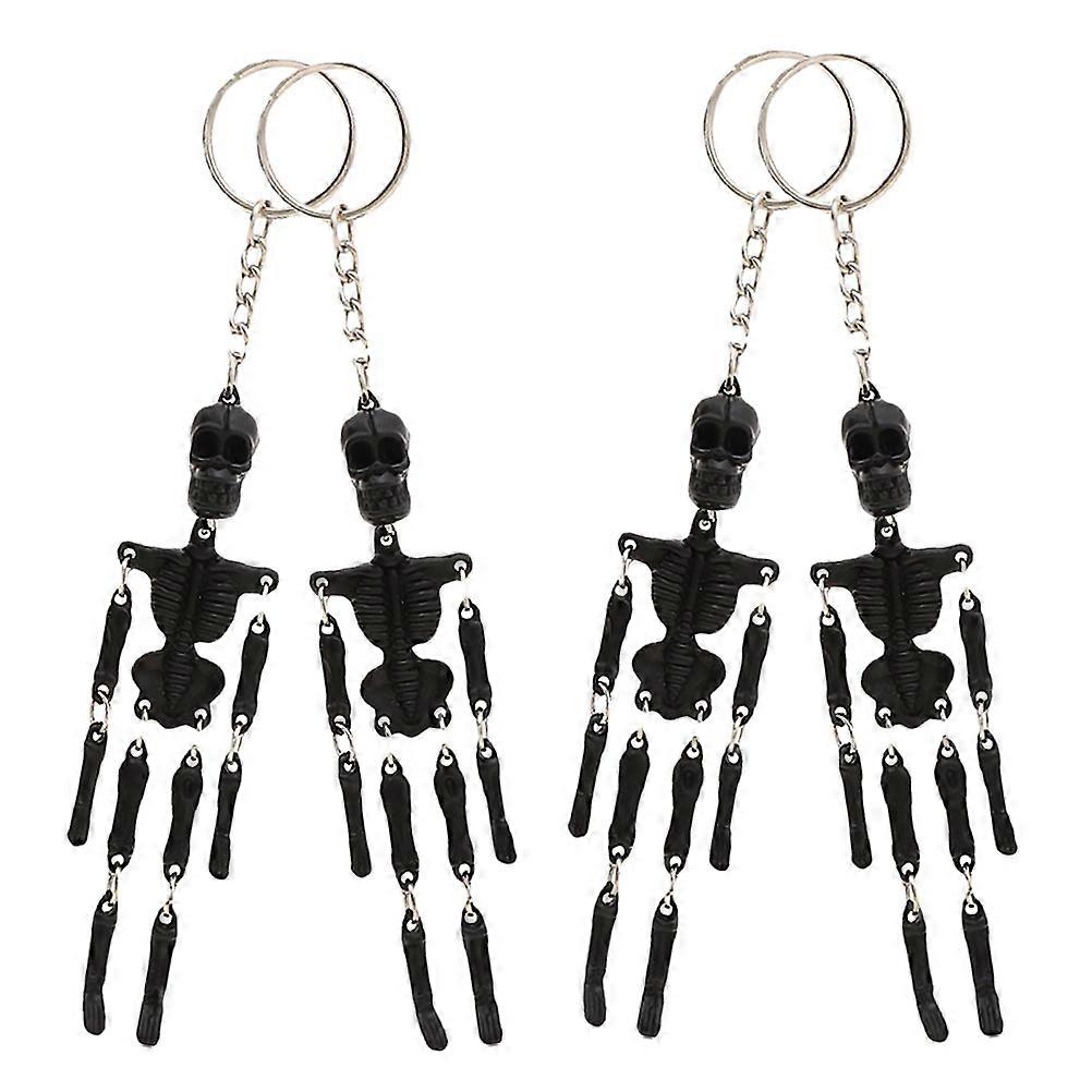 WORGEOUS 4pcs Halloween Skull Keyrings Glowing Purse Charm Bag Keychains