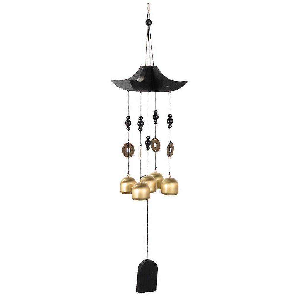 It looks like you're referencing a product description for **Brass Wind Chimes with Bell and Coins**, commonly used in **Feng Shui** for attracting