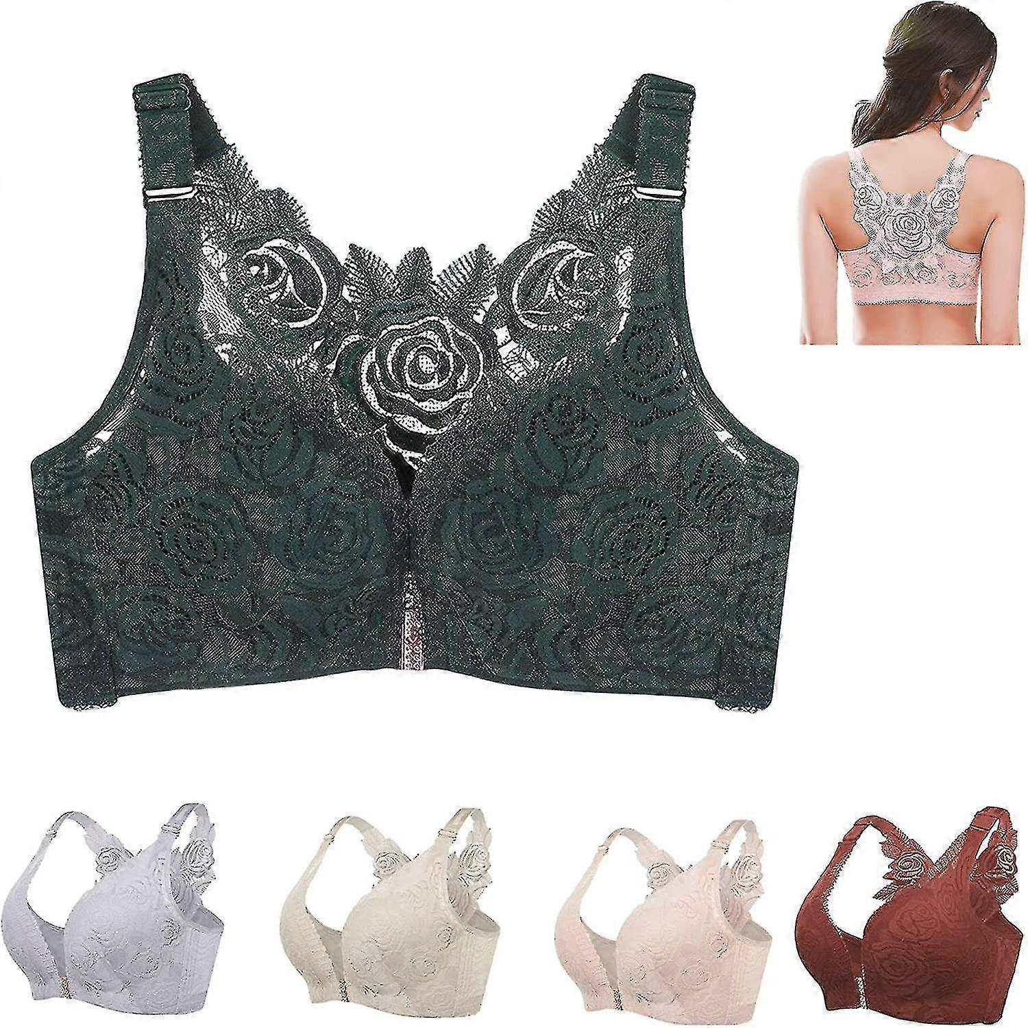 Sutiã Floral Secrets Comfort Rose - Fechamento Frontal Push Up, Sem Arame e Sem Costura