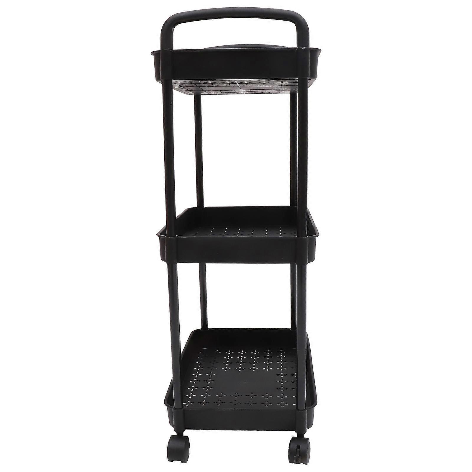 Shelves With Wheels 3 Layer Rack Households Modern Rectangular Stainless Steel Storage 1Pcs