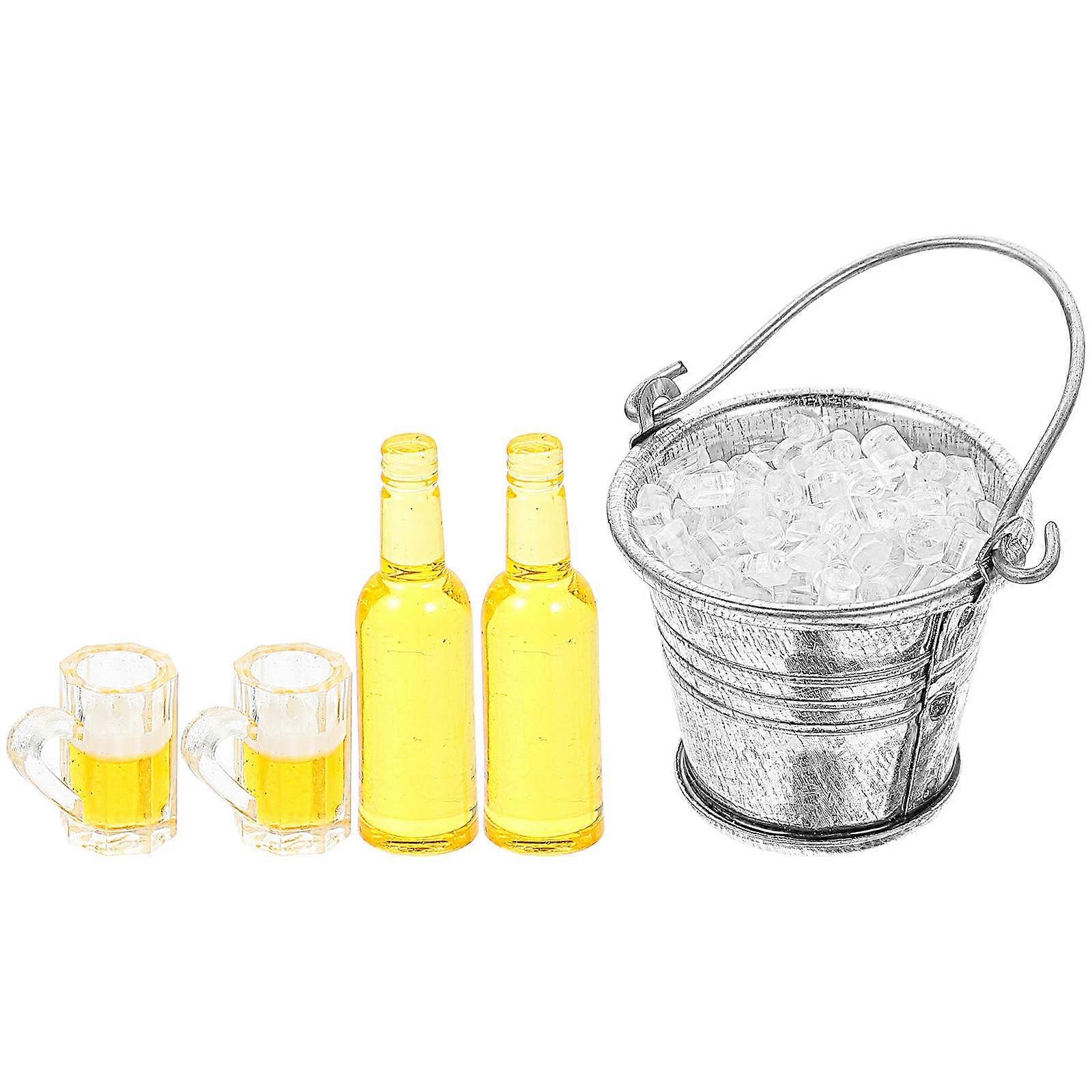 Miniature House Accessories Mini House Beer Bottle Model Mini Beer Cups Photography Sessions Alloy 1Set