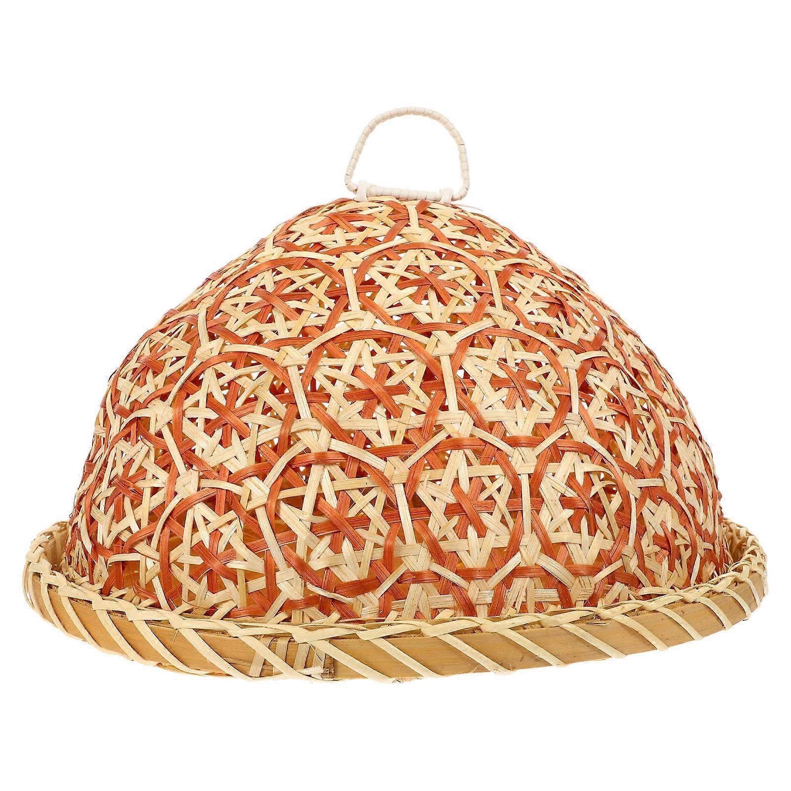 Serving Tent Basket Bamboo Weaving Cover Food Storage Simple Design Random Color 1Set