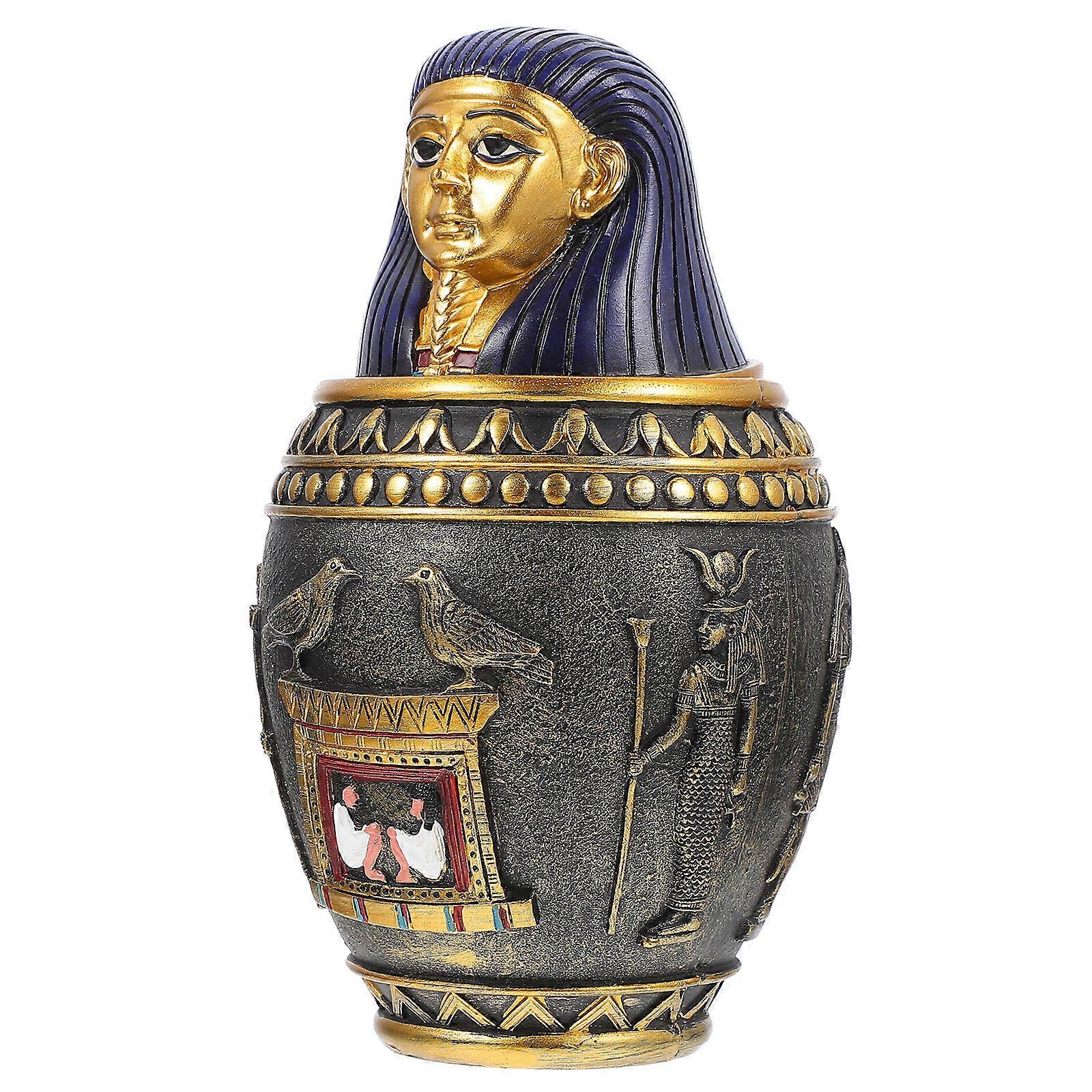 Ancient Egypt Container Figurine Elegant Shape Craftsmanship Home Decor 17.5x10x10cm 1Pack
