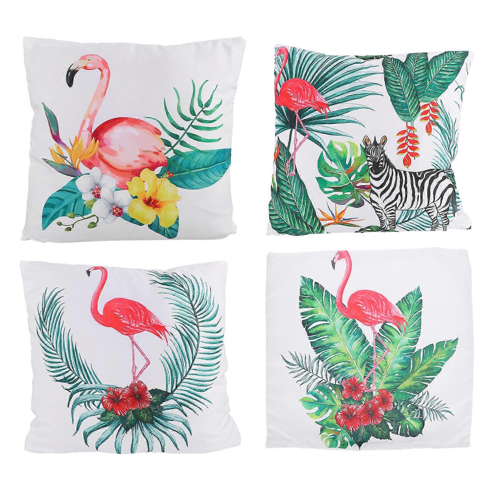 Peppermint Pillow Covers Flamingo Home Decorative Square Plush Comfortable to Touch 4Pcs