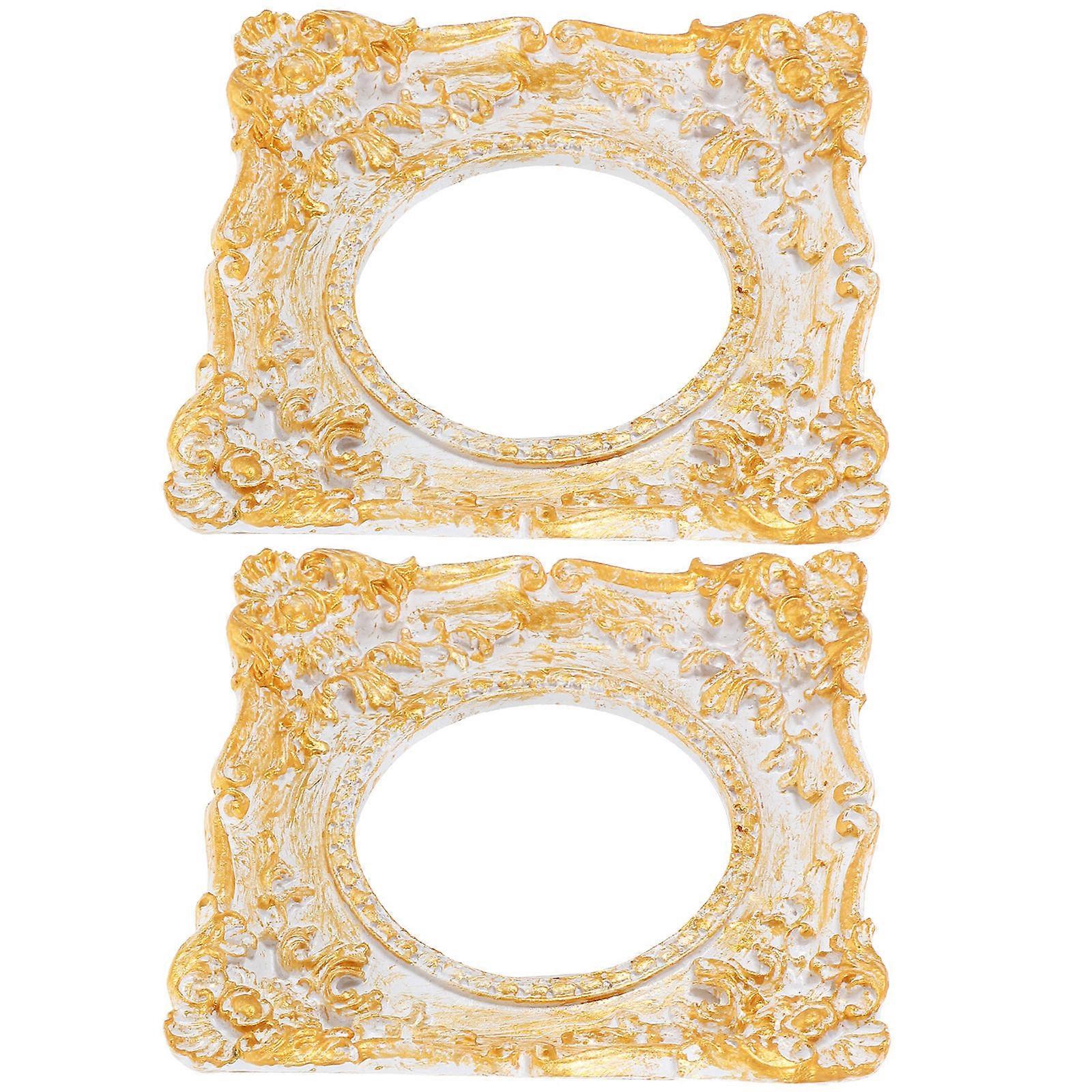Tiny Picture Frame Square Shape Jewelry Shop Decor 2Pcs