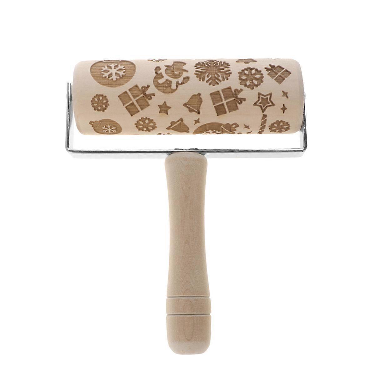 Decorative Rolling Pin For Baking And Embossing Home Bakers Tool 18*13.9*5Cm Light Yellow 1Pcs