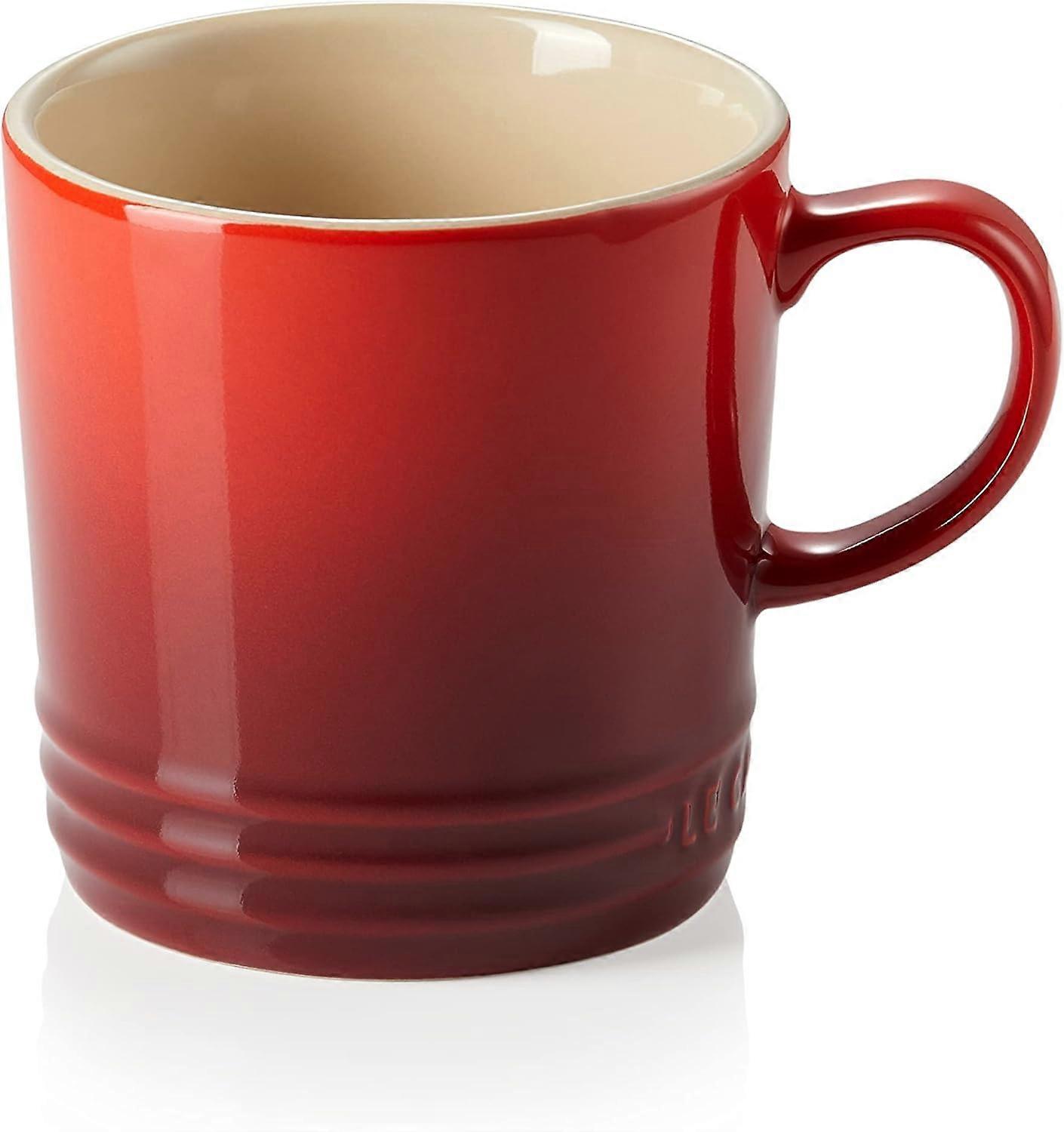 Steinzeug Kaffeebecher, Becher Kaffeetasse 350 ml, Kirschrot, Rot.