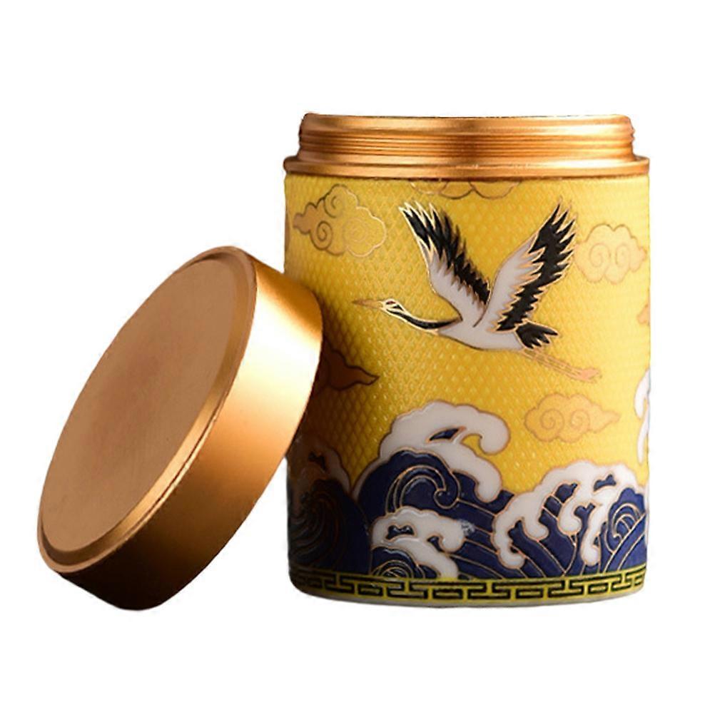 Loose Tea Storage Elegant Tea Container Travel Use Enamel Material 10.5x5cm 1Pc