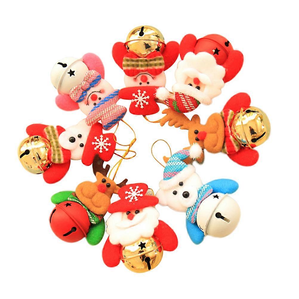 Colorful Dangling Decor For Window Christmas Hanging Decorations Bells Fabric Pendants Xmas Tree Ornament Cafe Decoration 8Pcs