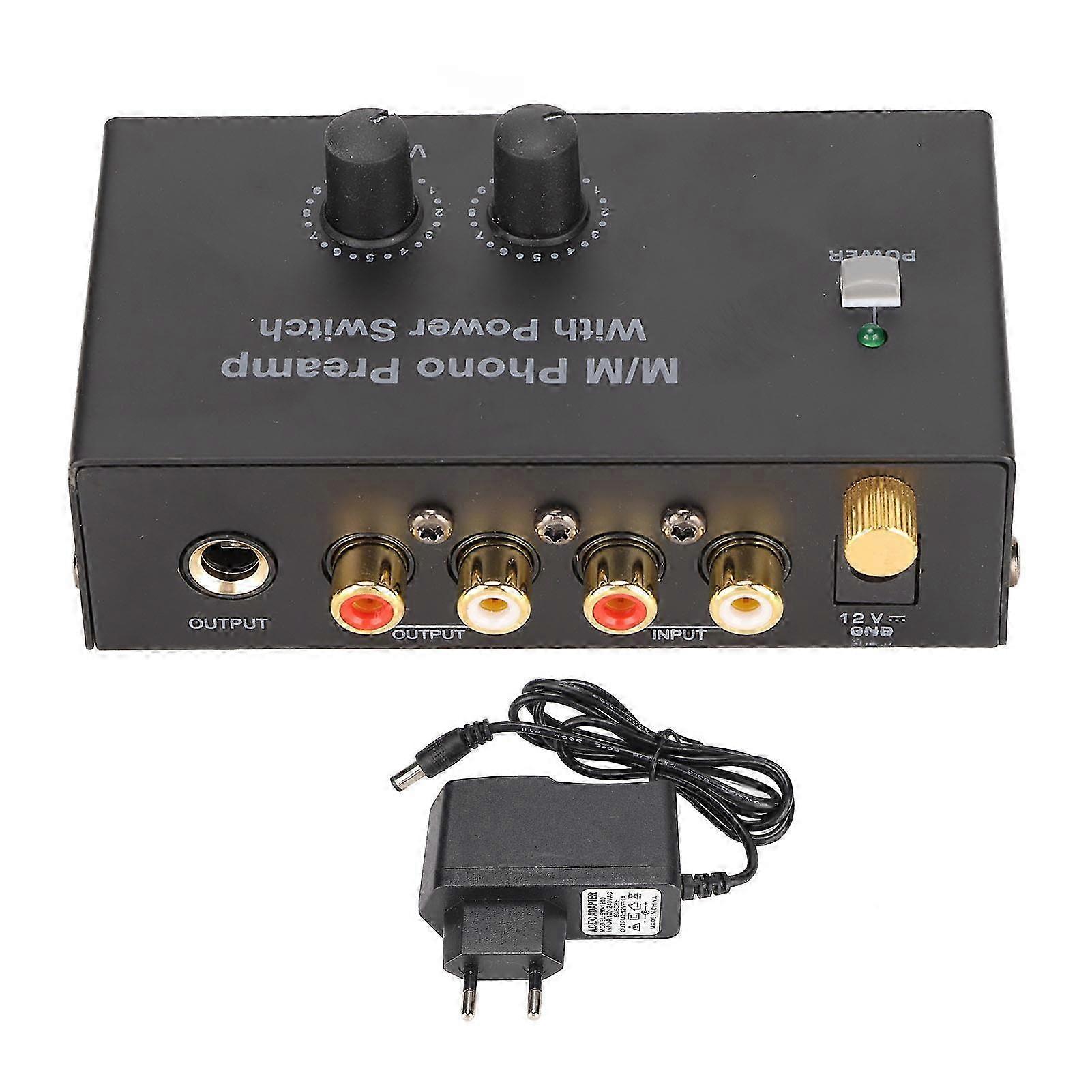 Professional Low Noise Phono Preamp for Record Players with DC 12V Adapter EU Plug 100-240V
