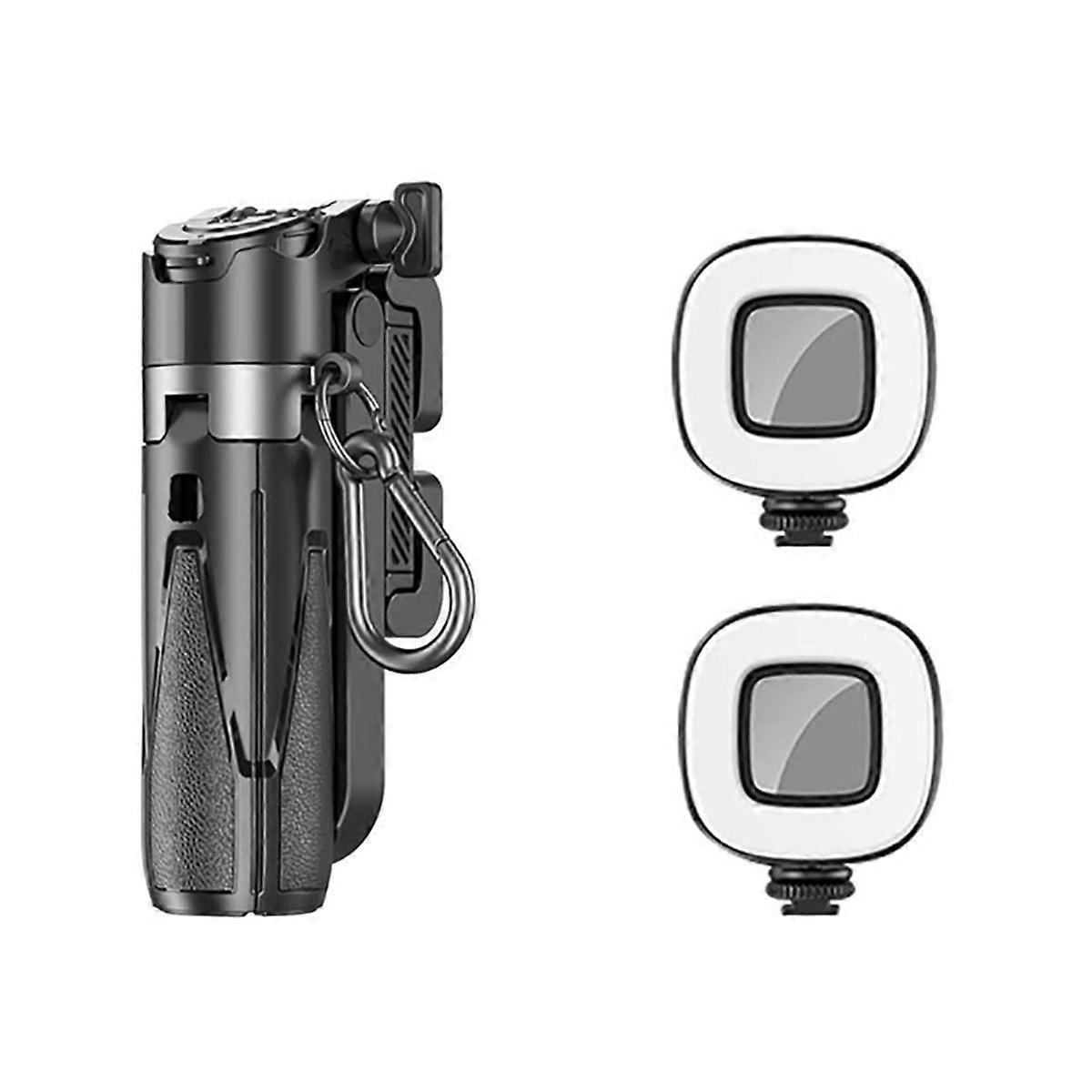 Trépied P15 Mini Selfie Stick, trépied de téléphone à poignée extensible avec télécommande amovible pour la photographie de vlog avec 2 lumières