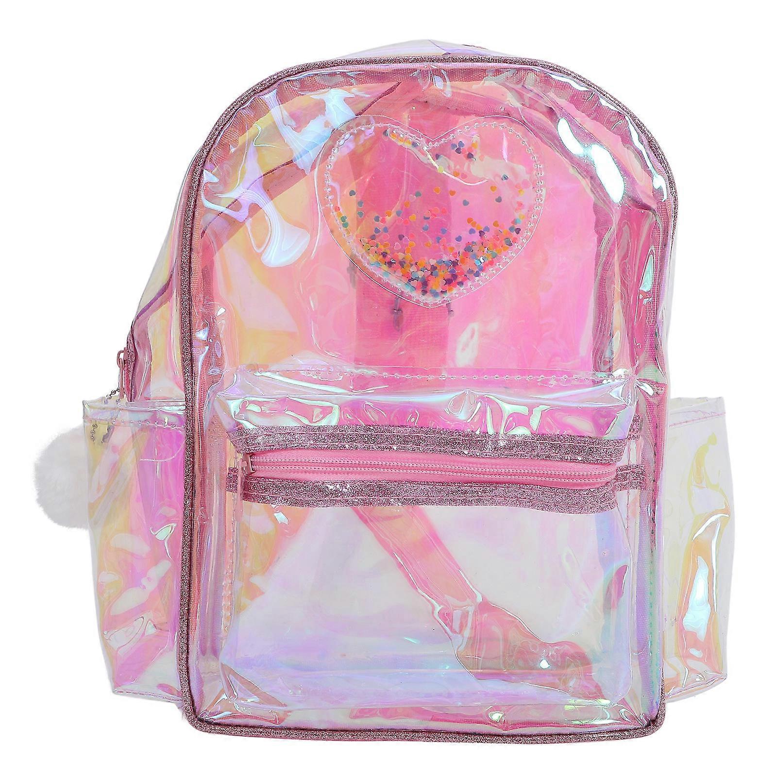 Clear Backpack with Adorable Transparent Heart Design – Lightweight Bag for Festivals, Parks, Zoos & Everyday Use – Spacious Capacity for Essentials