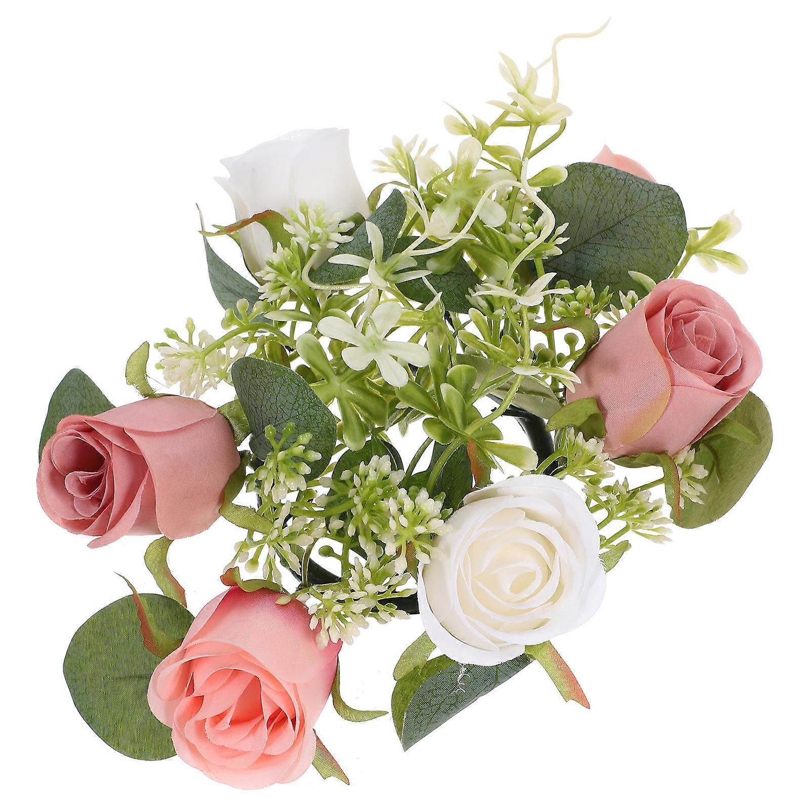 Artificial Flower Eucalyptus Wreath Candle Decoration For Event Planners Taupe Color 23.00X23.00X8.00CM 1Pack