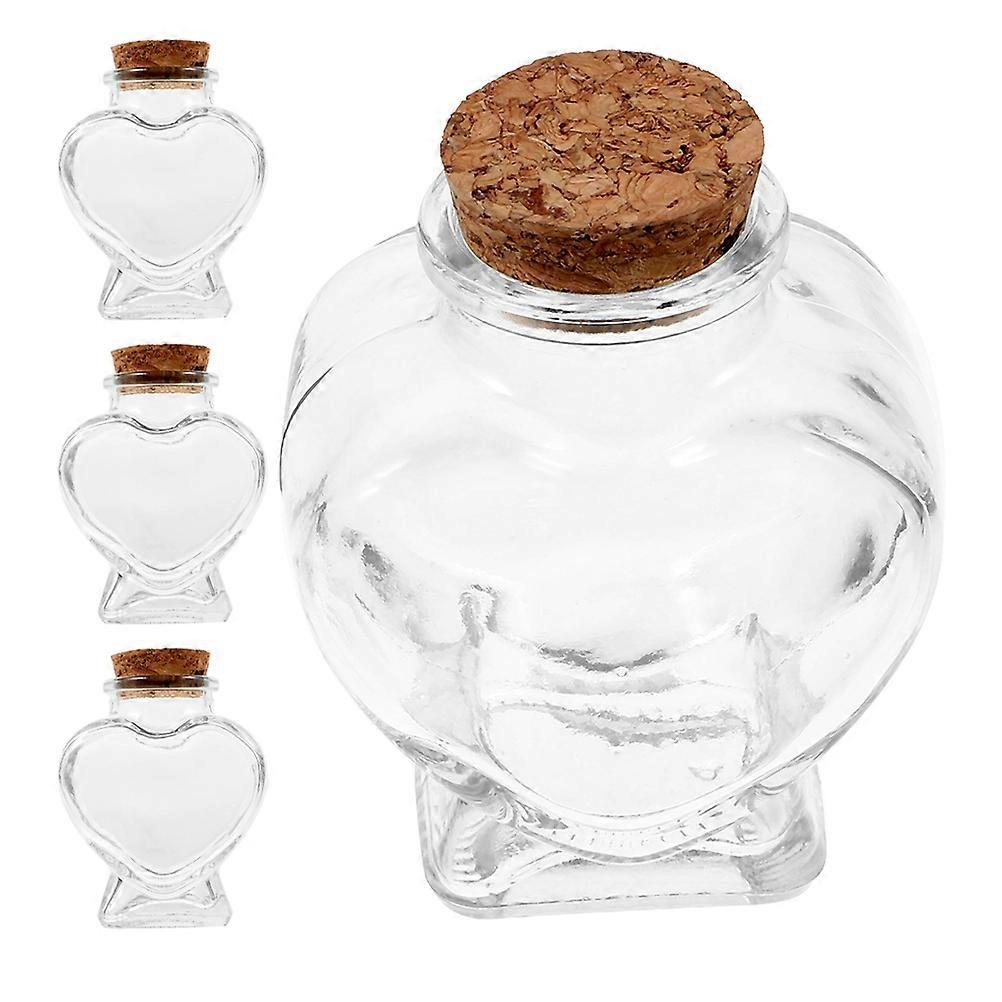 Heart Shaped Glass Containers Mini Clear Storage Jars For Artists Event Organizers 4Pcs