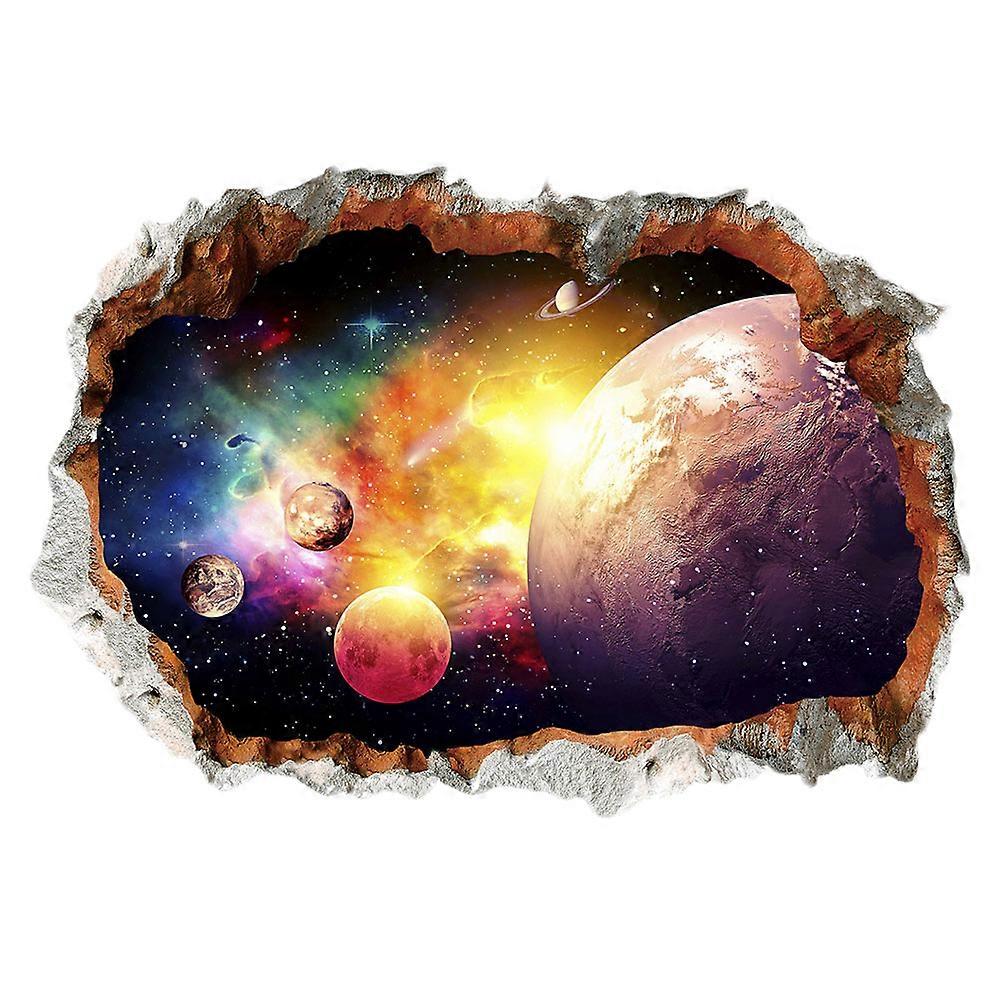 Kids Wall Stickers Planet 3D Creative Design For Bedroom Living Room Pvc Material 90X57X0.1Cm 1Set