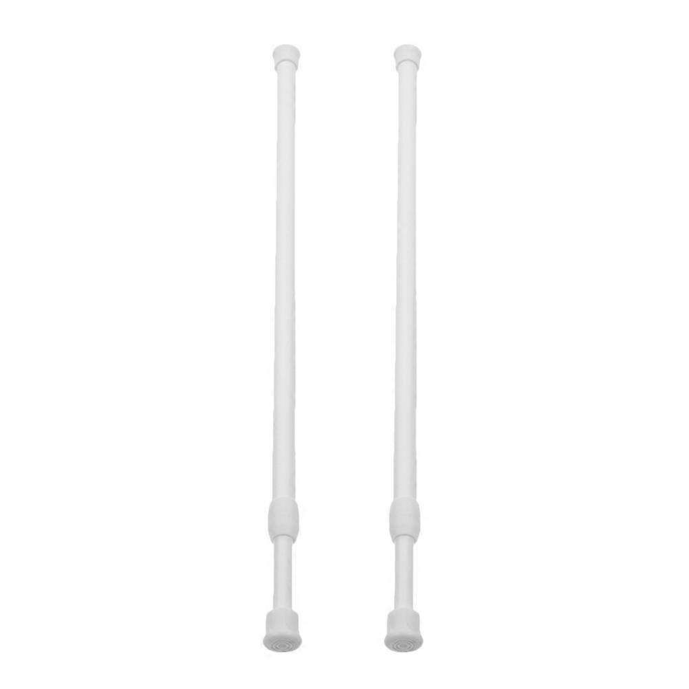 White Plastic Tension Curtain Rod for Home Use with Adjustable Length 2 Pack