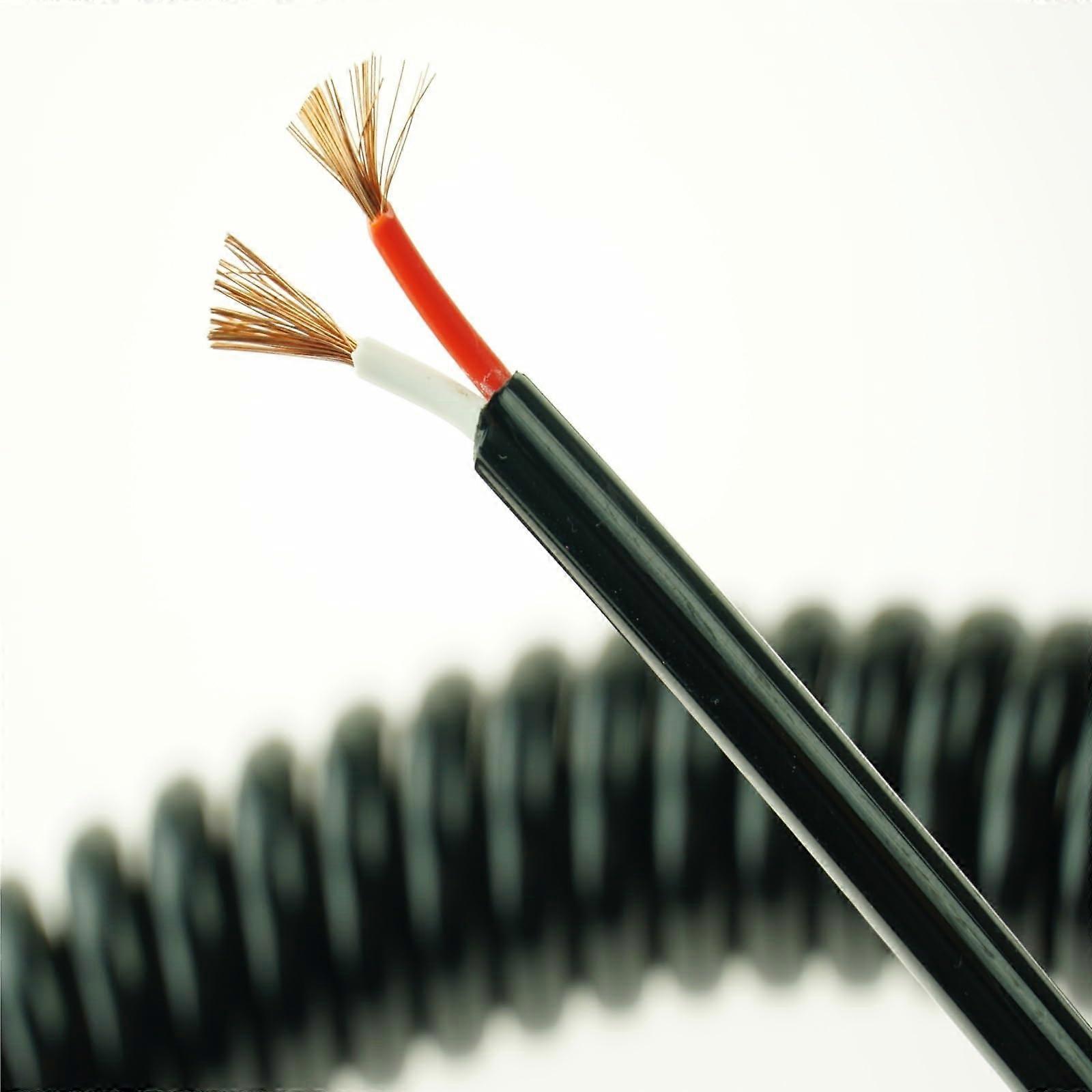 Gewundene Spirale 2-adrig 1,5 mm2 Federspiralkabel 15 AWG Schwarz Teleskop-Netzkabel 2 Meter Dehnbarer Draht