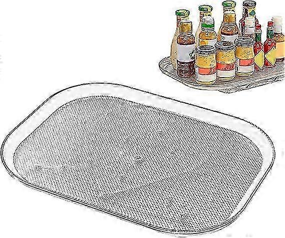 Lazy Susan Turntable Organizer For Refrigerator, 15.67' Clear Rectangular Fridge Organizer Storage,