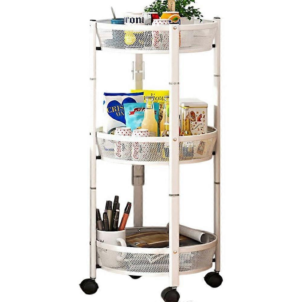 Folding Multi-Function Storage Cart Kitchen Organizer Stand 3-Tier Fruit Vegetable Basket Snack Rack