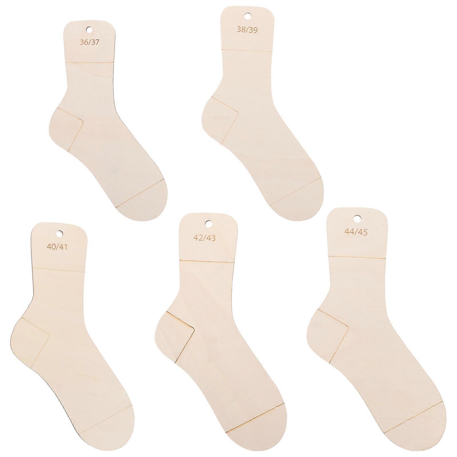 Knitting Tool Wood Sock Blockers Adjustable Sock Rulers For Beginners In Beige 5Pcs