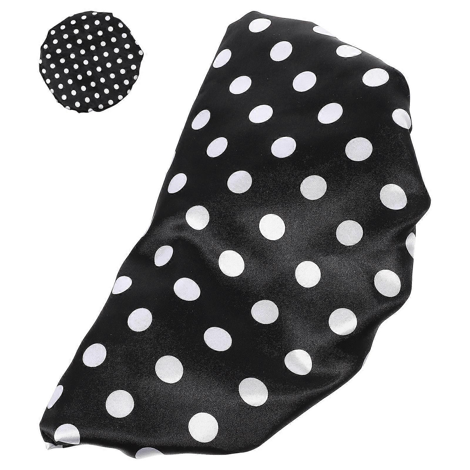 Shower Cap Reusable Waterproof Bath Cap Black Color Satin 1Set