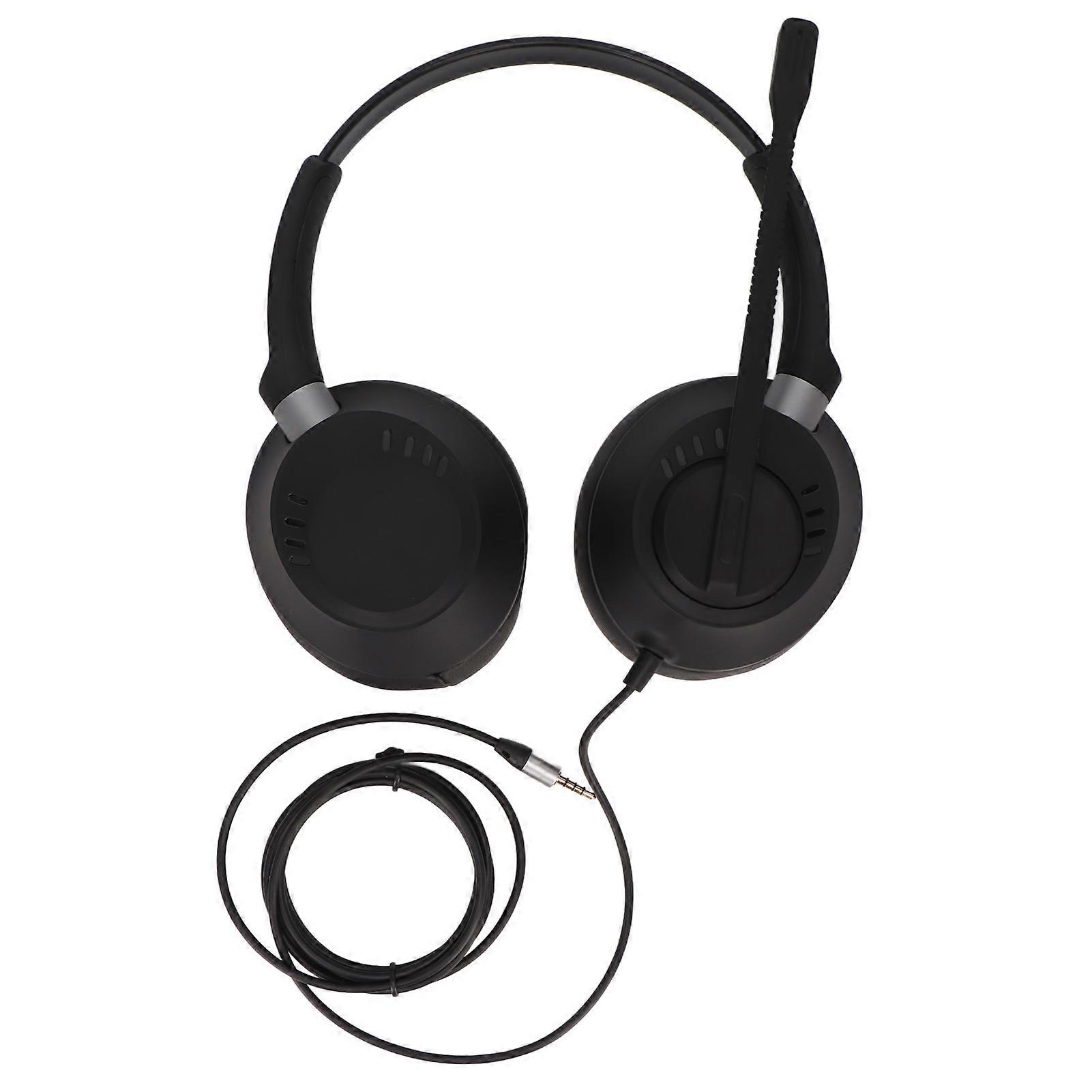 3.5mm Cell Phone Headset with Microphone Noise Cancelling Binaural Customer Service Headphone for Call Center Office