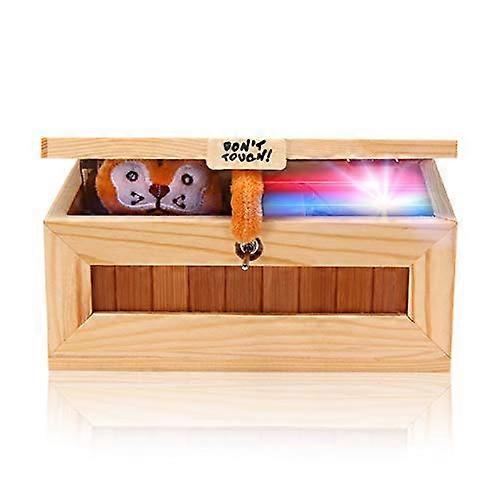 N/C Useless Wooden Box USB Electronic Box Do Not Touch Tiger Toy, Leave Me Alone Machine, Funny Bluetooth Music Useless Box for Adults and Children