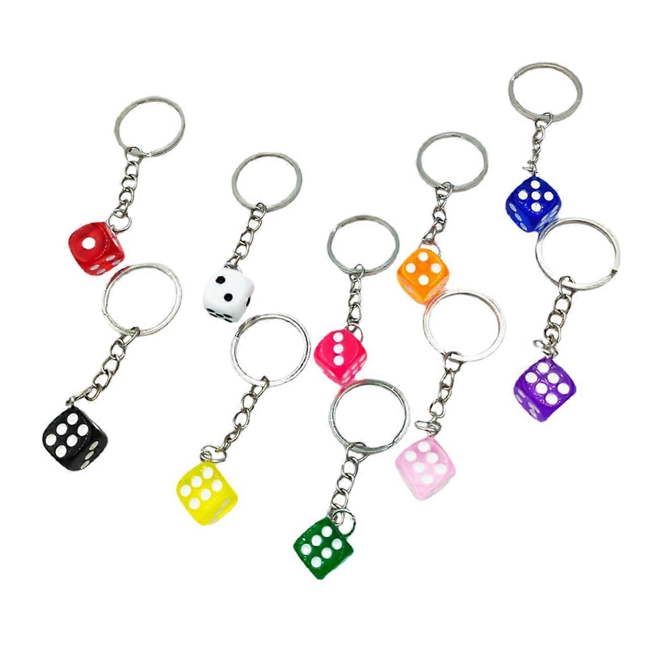 Set of 10 Cube Key Rings - Colorful Bag Pendants for Customizing Bags and Backpacks, 8 x 2 x 1.5 cm