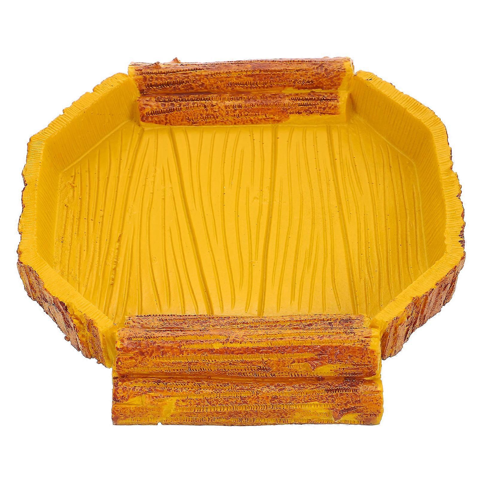 Decorative Resin Pet Feeding Bowl for Reptiles – Functional Food and Water Dish for Tortoises, Lizards, and Small Animals – Enhances Cage Aesthetics