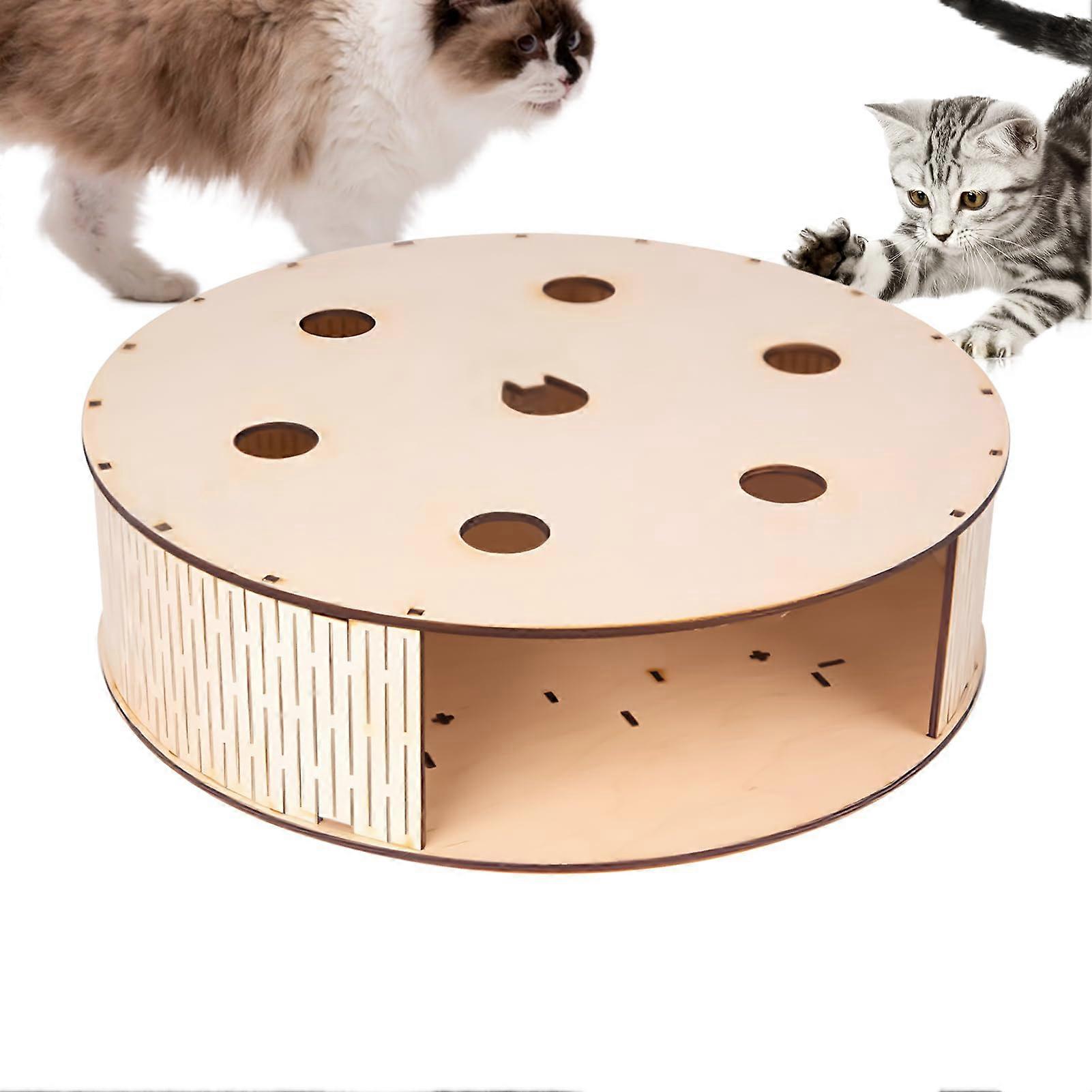 Cat Hunting Toy, Solid Wood Activity Play for Kittens with Catch Box