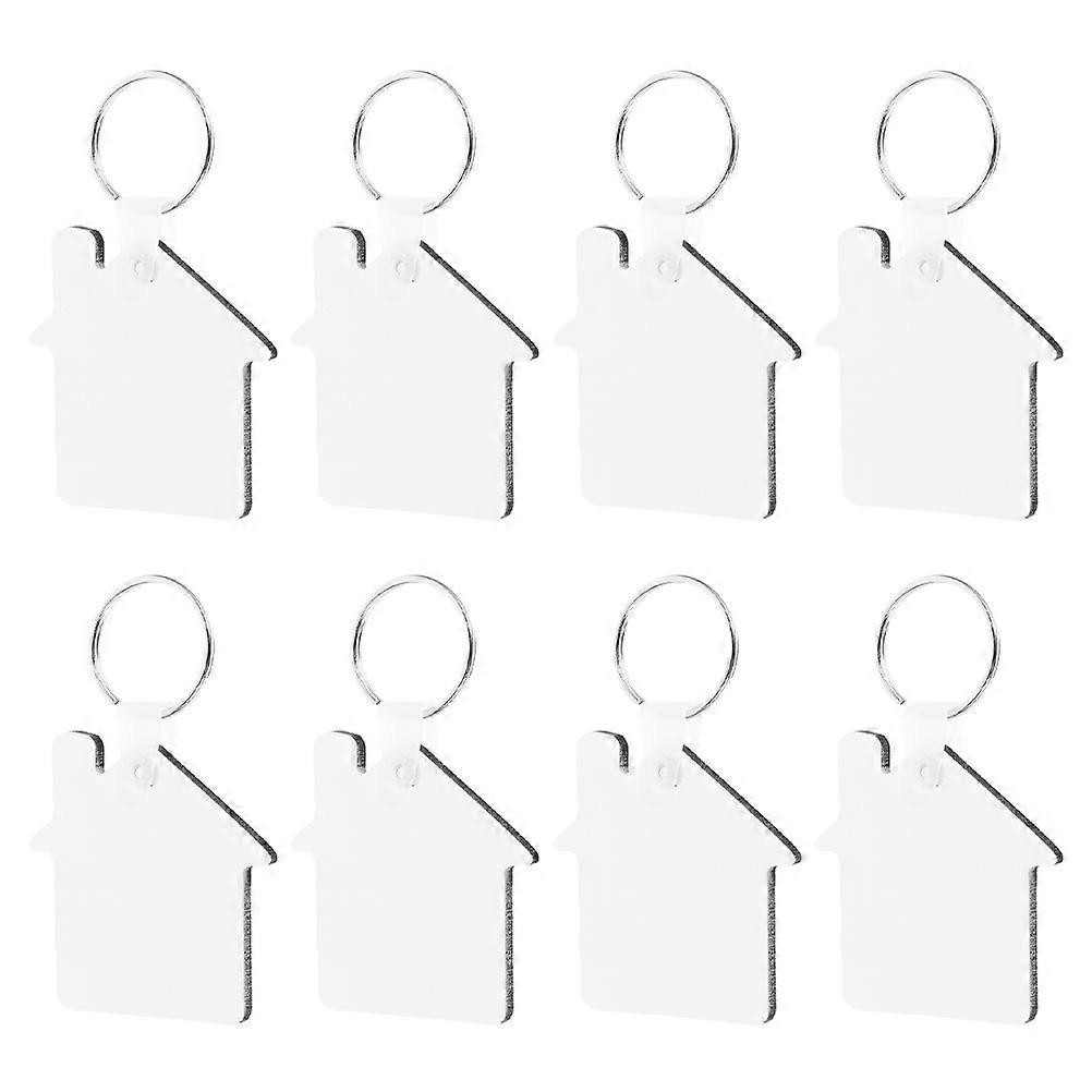 8PCS Sublimation Keychain Blanks, House Shaped Durable Lightweight Key Rings for DIY Crafting and Personalization