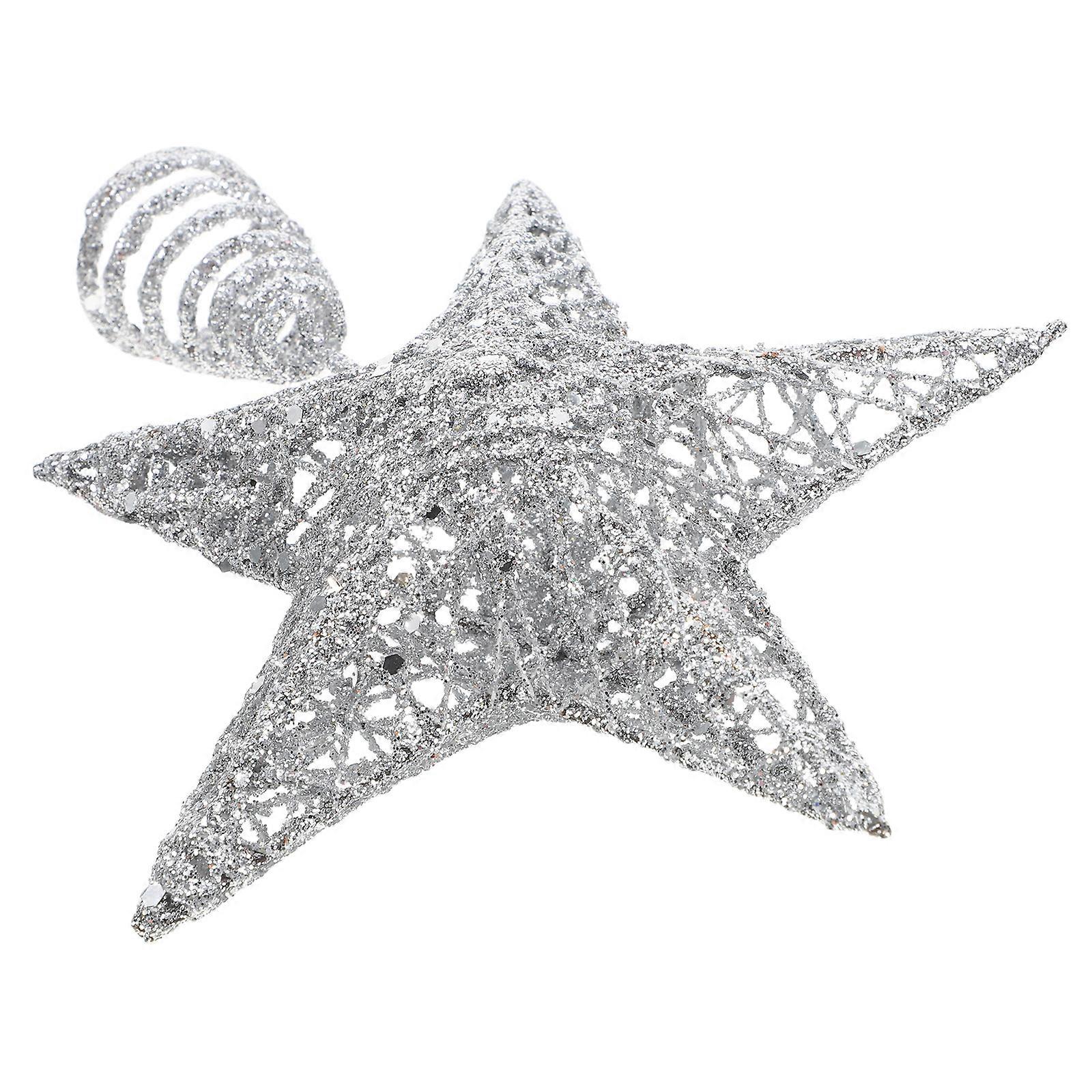 Easy To Install Star Tree Topper Five-Pointed Glitter Metal Christmas Decoration For Festival Occasions 1Pack