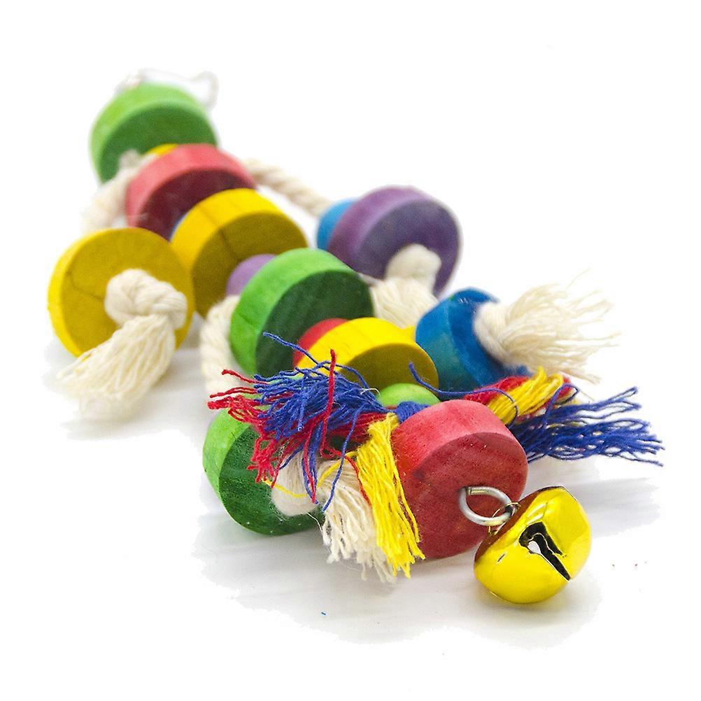Round Block Birds Bite Toy Parrot Cotton Rope String Toy 1 Set Funny Bird Playing