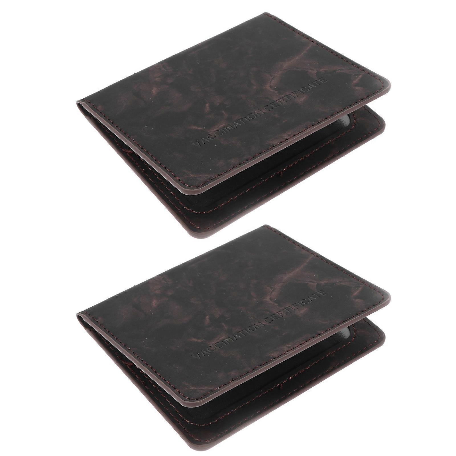 Name Badge Holders Pu Leather Certificate Covers Simple Colors 19X11.2cm Practicability 2Pcs