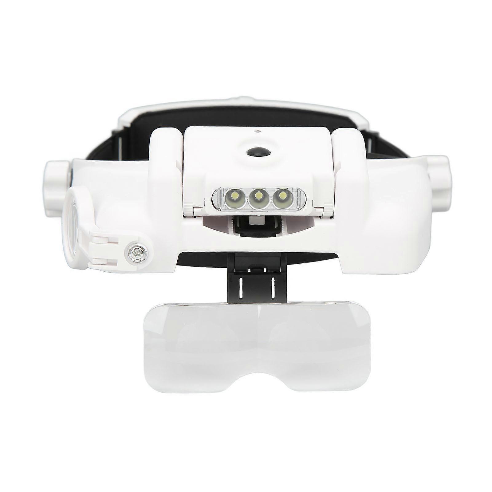 Headband Magnifier 3 LEDs 23 Kinds Magnifications Adjustable Rechargeable Head Mount Magnifying Glass 