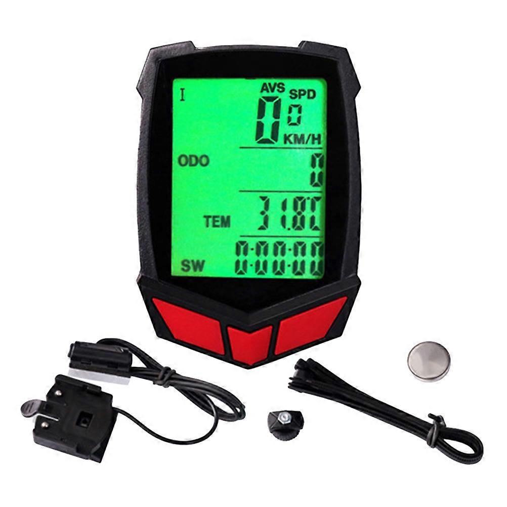 Cycling Bike Stopwatch Wired Computer Speedometer Odometer Red 2.6×1.8×0.6in 1Pack