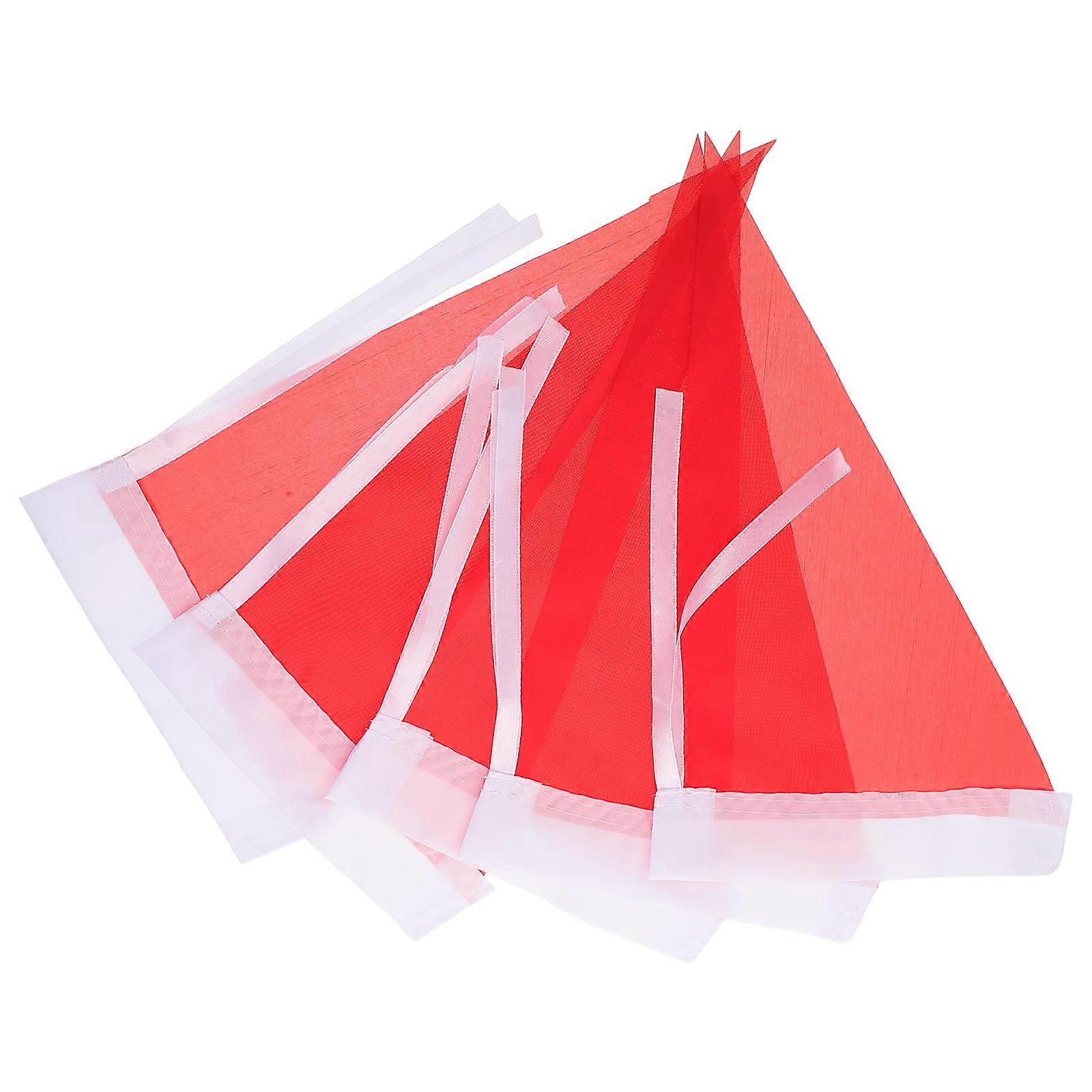 Red Flags Banners Handheld Tour Guide Flag Triangle Polyester For Outdoor Events Large Travel Groups Enhanced Visibility 5Pcs