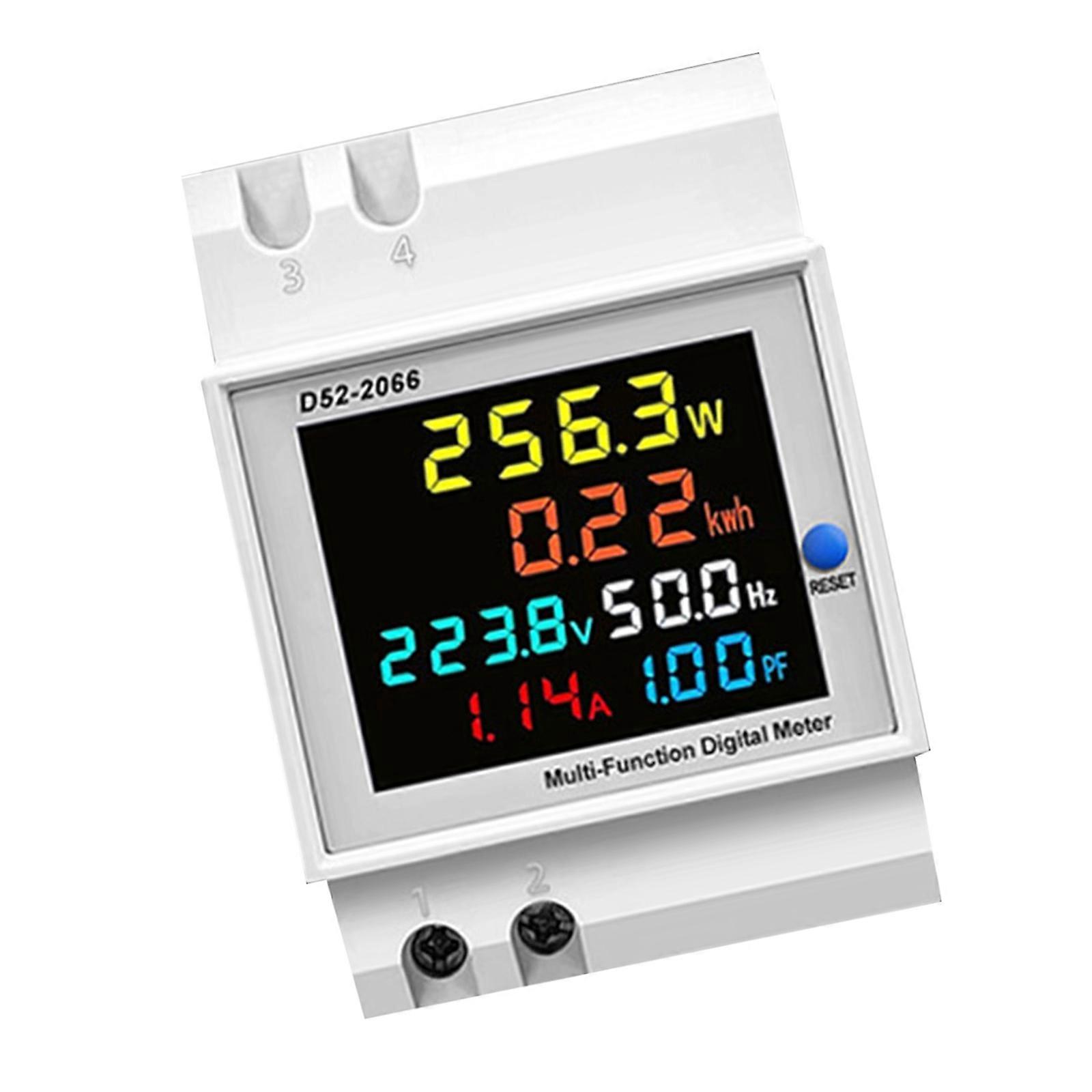 Electric Energy Frequency Meter Home Digital Display Electricity Meter DIN Rail Voltages Current Meter Easy to Use Multicolor