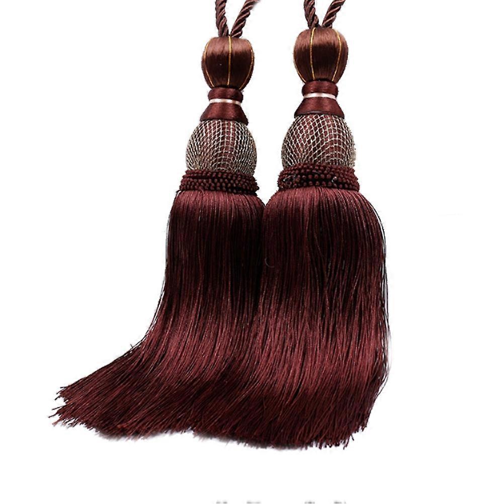 Curtain Tieback with Single Ball Tassel Design for Decoration Coffee Color Polyester Material