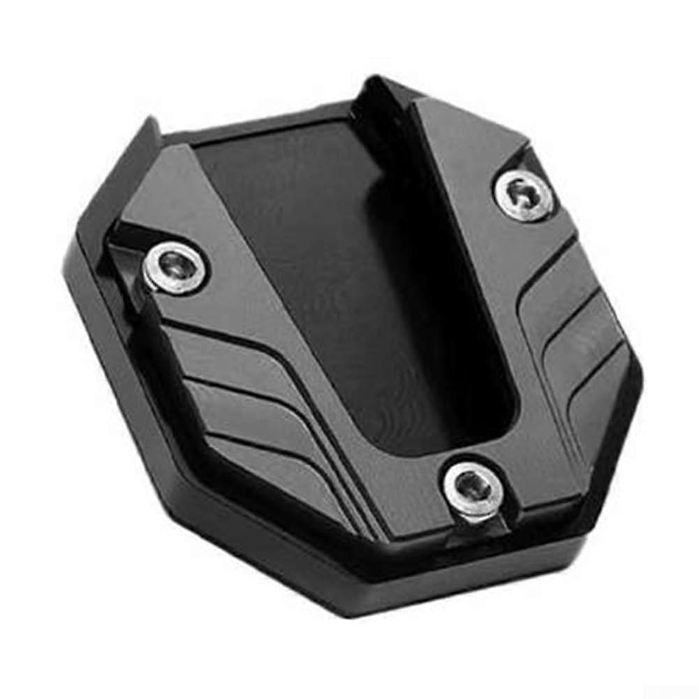 Motorcycle side stand extension pad to reduce wear marks and prevent tipping on soft surfaces (black)