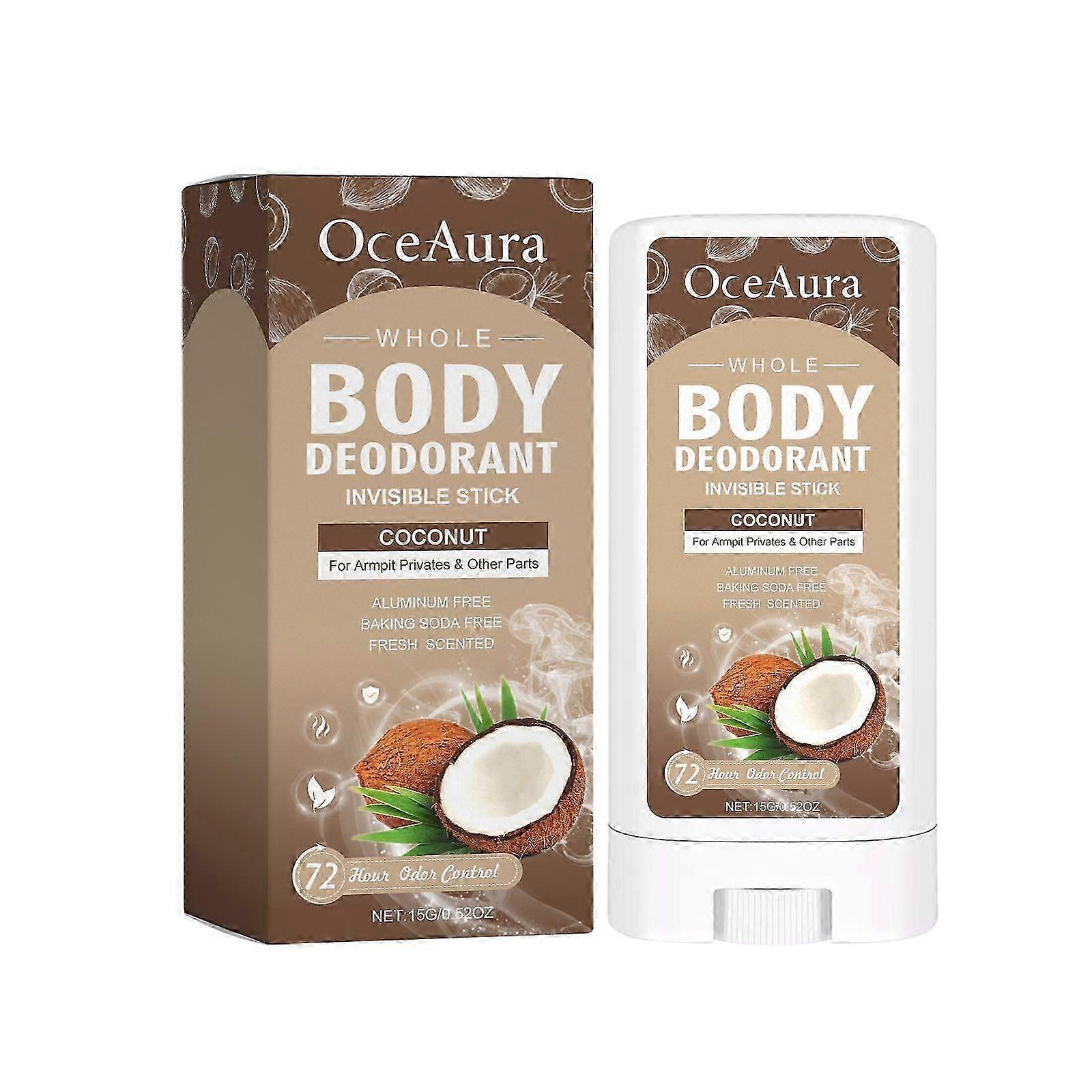 Coconut Whole Body Deodorant Stick - Refreshing, Mild Odor Control, Moisturizing Formula