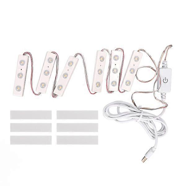 LED makeup mirror lamp with adjustable brightness, USB plug, DIY mirror strip, 6 strings (18pcs light chips)