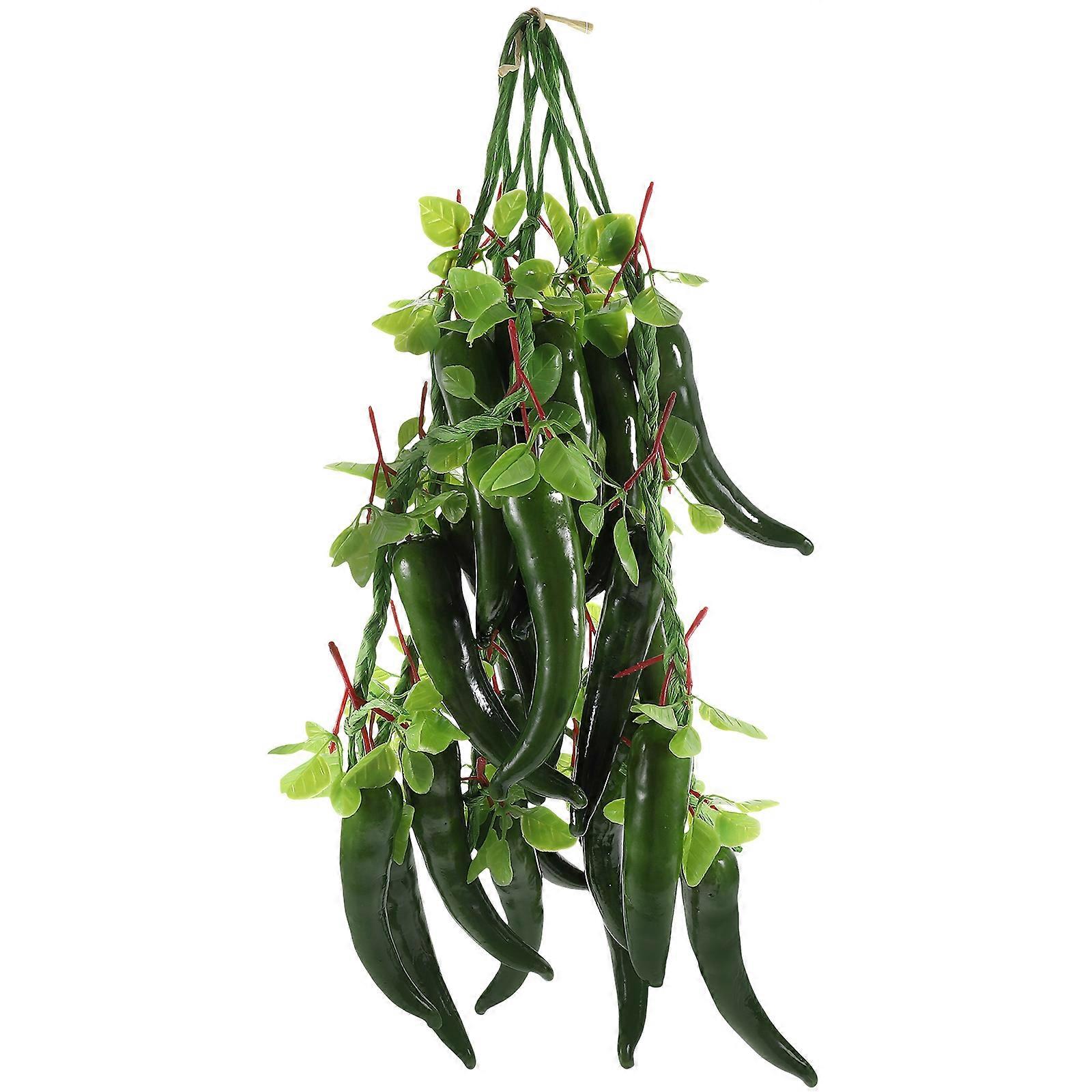 Pepper String Ornament 5Pcs Decorative Simulation For Dining Room And Hotel Green Color For Seasonal Celebrations