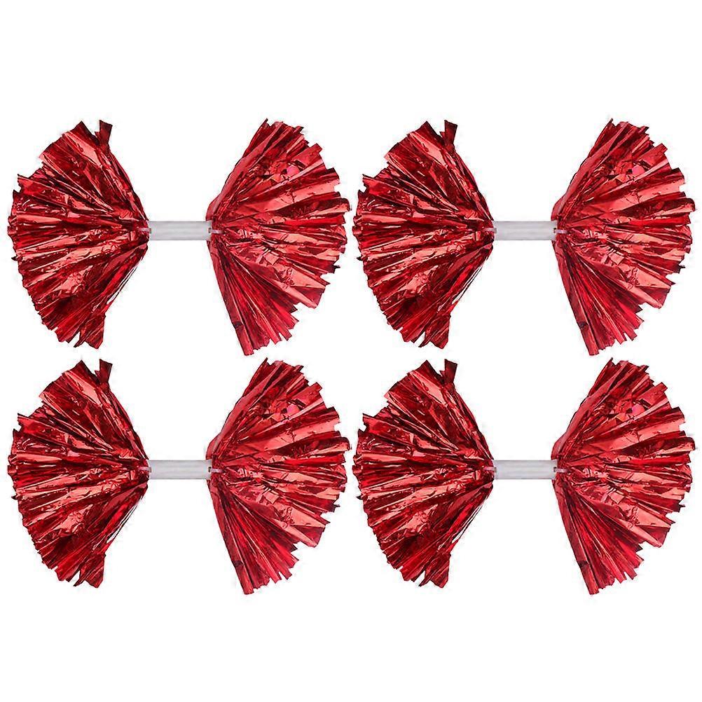 Red Cheerleading Pom Poms Made of Durable PET Plastic for Dance Performance and Sports Events 4pcs