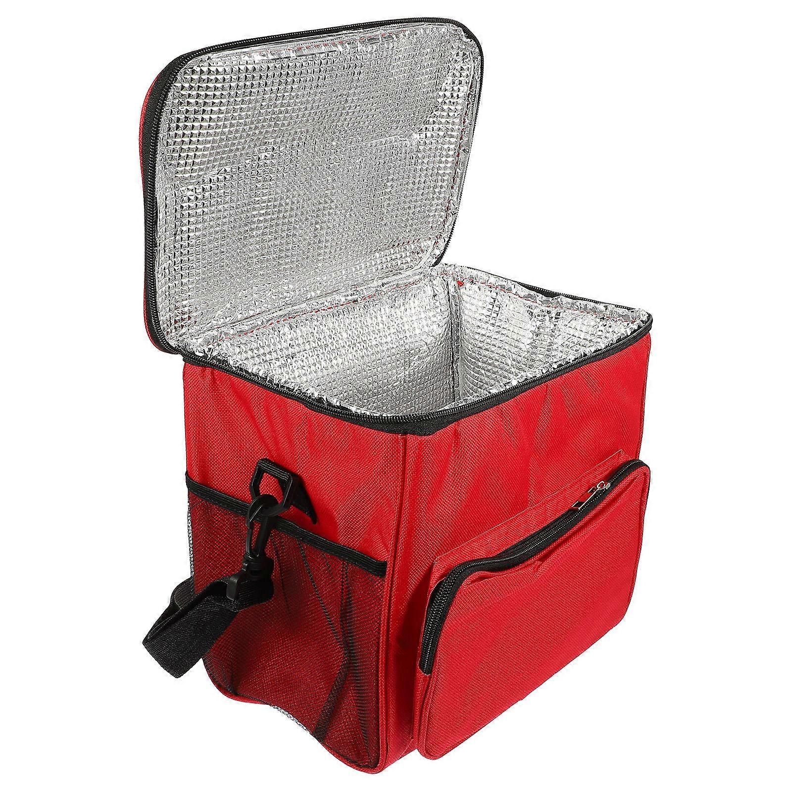 Waterproof Insulated Lunch Bag in Red with Large Capacity and Comfortable Handles for Home Use Oxford Cloth