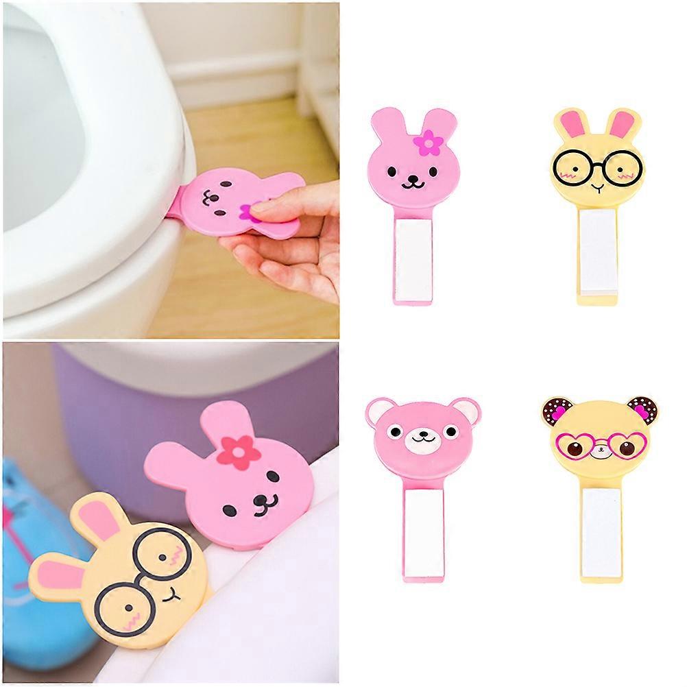 4pcs Colorful Practical Toilet Lid Lifter Handles Home Hotel Store Random Cartoon Style Avoid Touching Toilet Seat