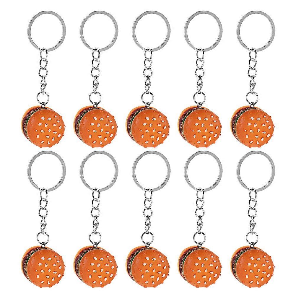 Hamburgers Key Chain Resin Gifting Realistic Design Burger Shape Keyring 10Pcs