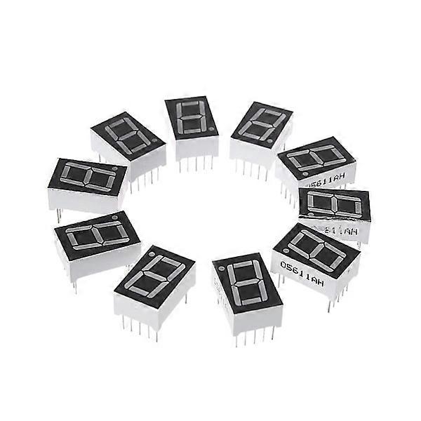 10 Pcs 0.56 Inch 7 Segment 1 Digital LED Display Red Common Cathode Digital Tubes